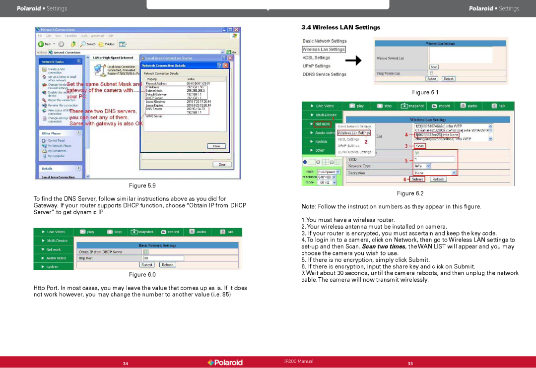 Polaroid IP200, Polaroid Wireless Surveillance Camera user manual Wireless LAN Settings 