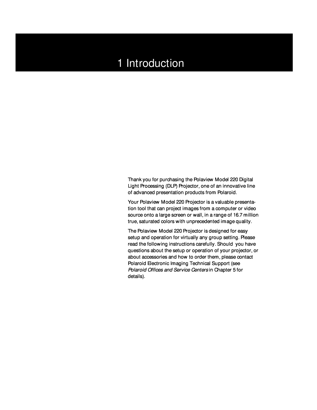 Polaroid Polaview 220 manual Introduction 