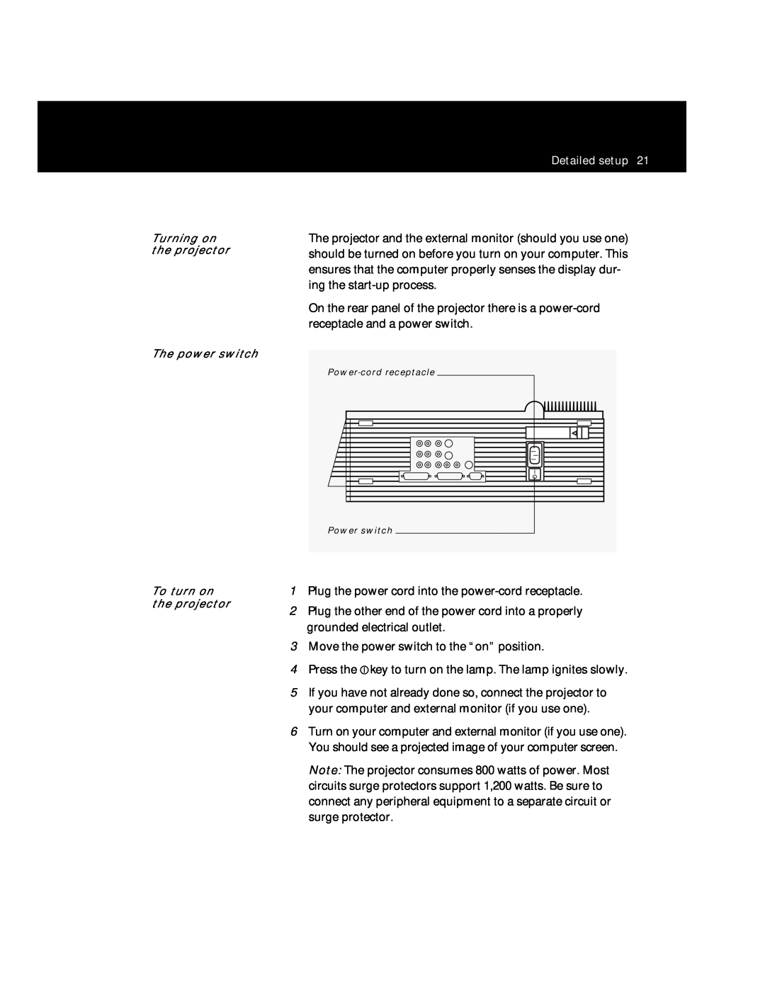 Polaroid Polaview 305 manual Plug the power cord into the power-cord receptacle 