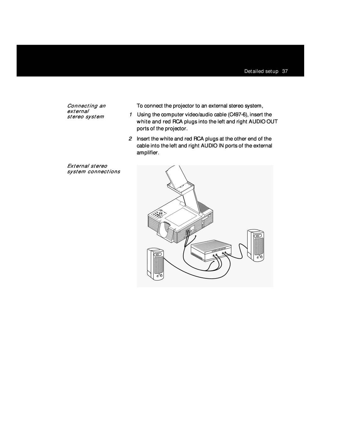 Polaroid Polaview 305 manual To connect the projector to an external stereo system 