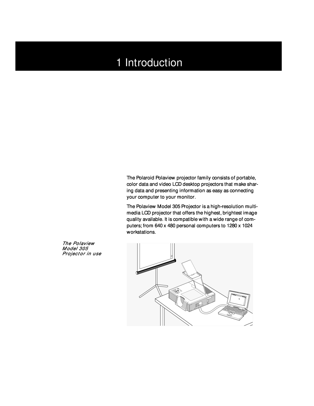 Polaroid Polaview 305 manual Introduction, The Polaview Model 305 Projector in use 