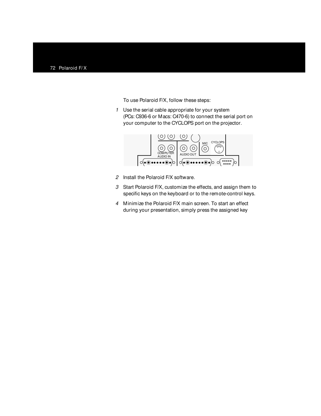 Polaroid Polaview 305 manual To use Polaroid F/X, follow these steps 