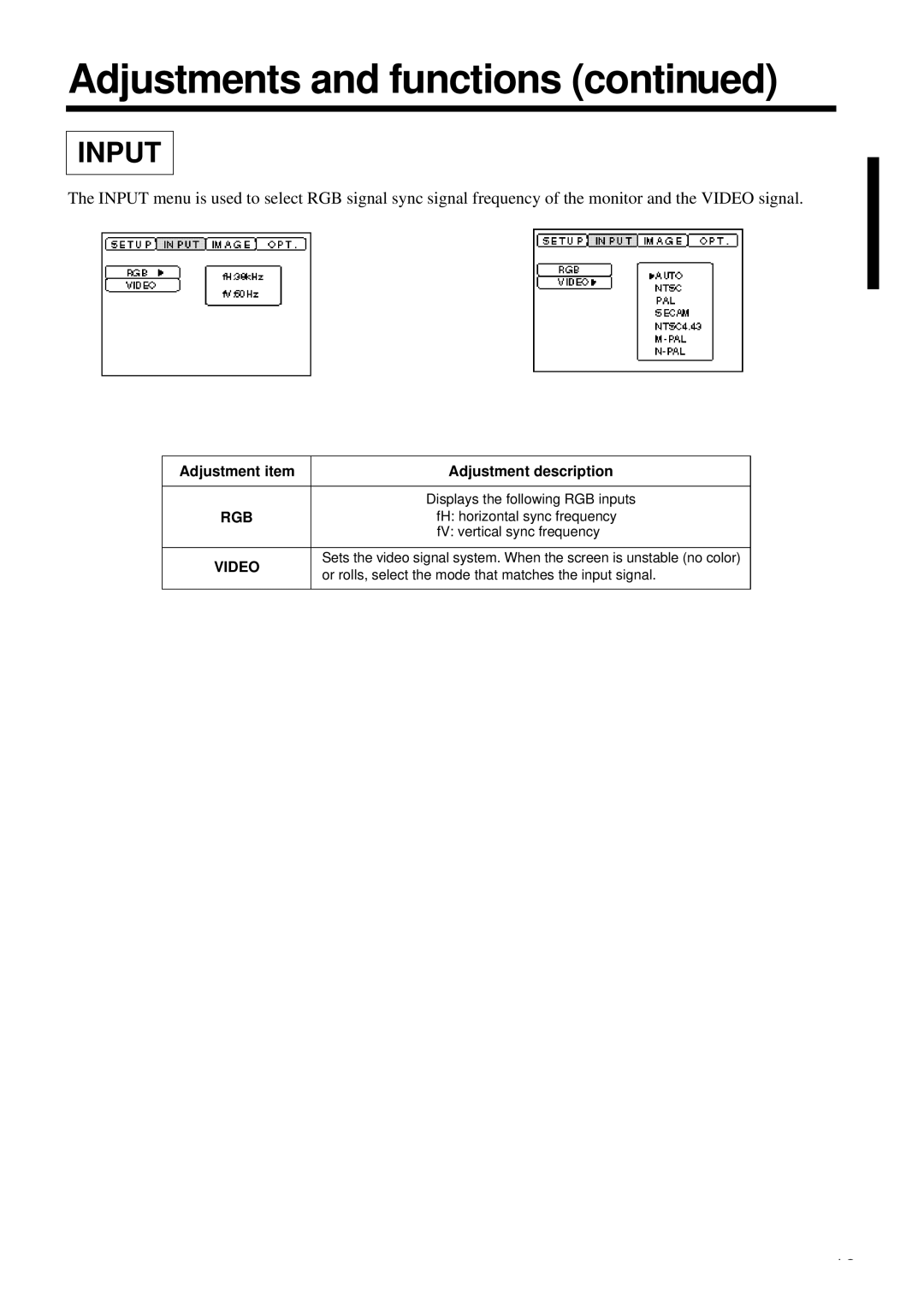 Polaroid PV 360 specifications Input 