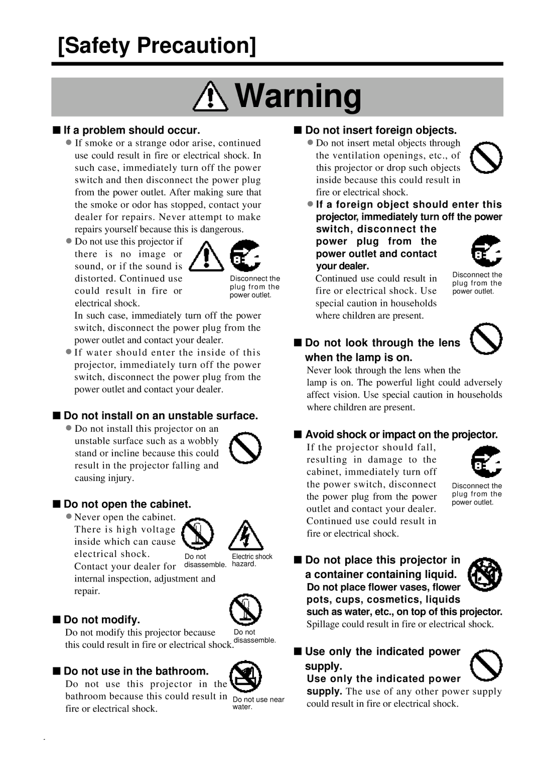 Polaroid PV 360 If a problem should occur, Do not install on an unstable surface, Do not insert foreign objects 