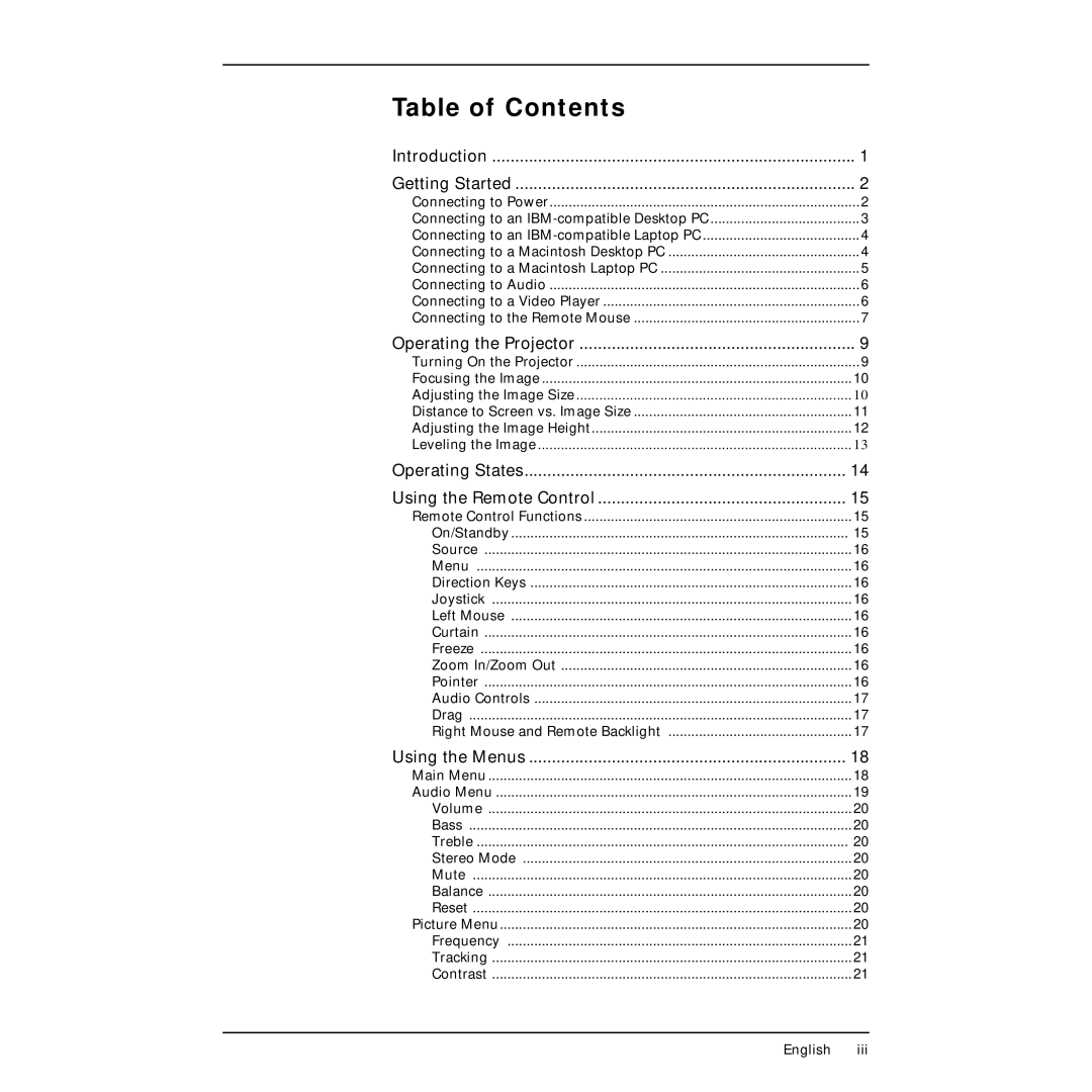 Polaroid PV330 manual Table of Contents 