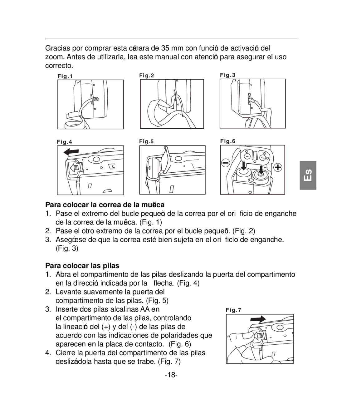 Polaroid PZ2001 instruction manual Para colocar la correa de la muñeca, Para colocar las pilas 