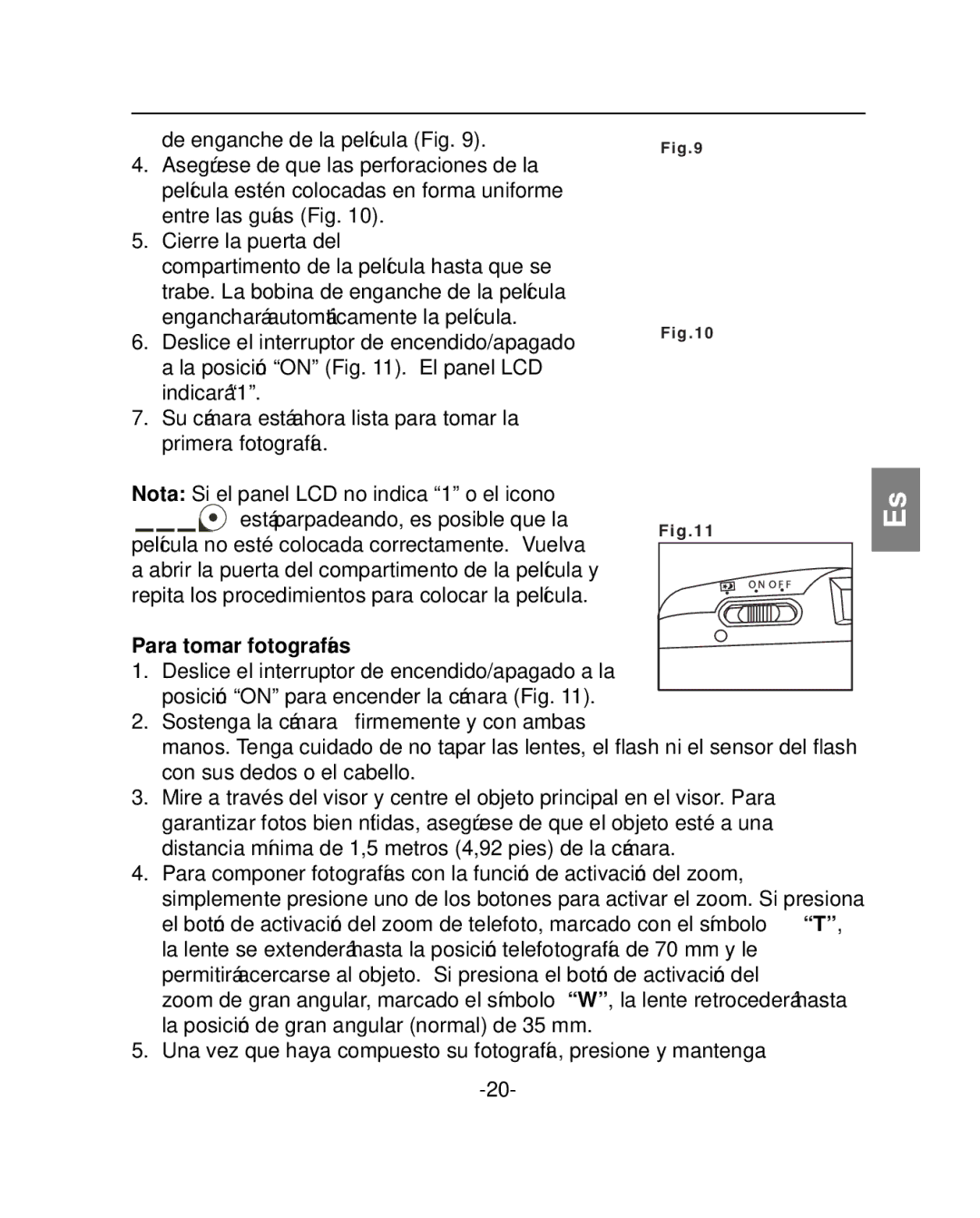 Polaroid PZ2001 instruction manual Para tomar fotografías 