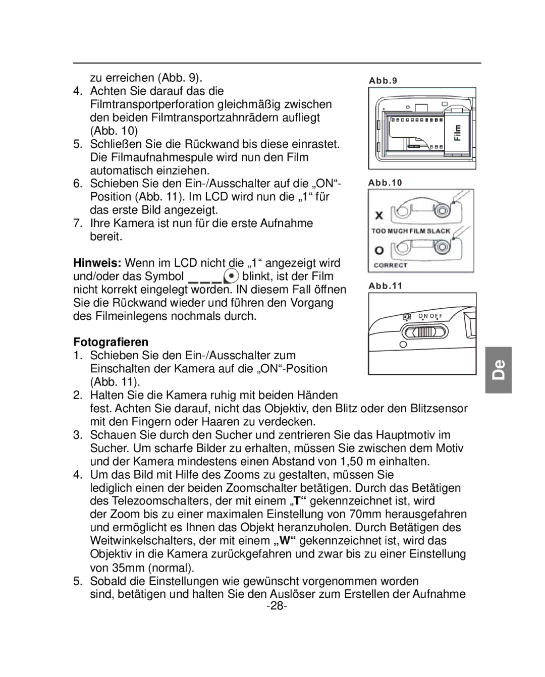 Polaroid PZ2001 instruction manual Zu erreichen Abb, Fotograﬁeren 