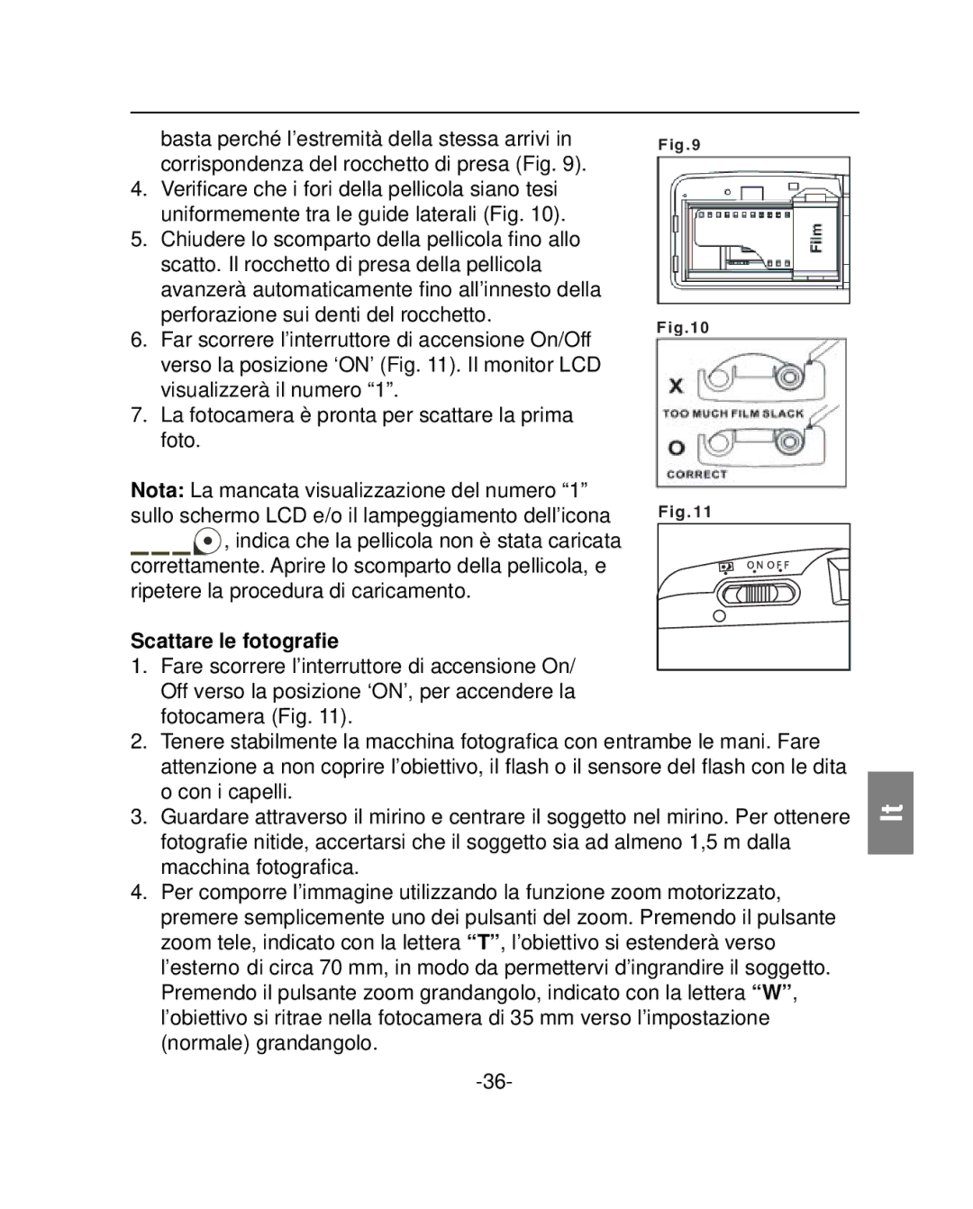 Polaroid PZ2001 instruction manual Scattare le fotograﬁe 