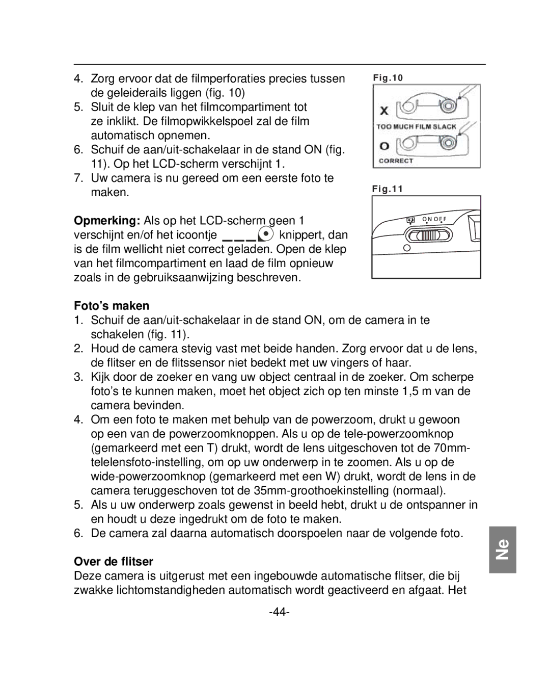 Polaroid PZ2001 instruction manual Foto’s maken, Over de ﬂitser 