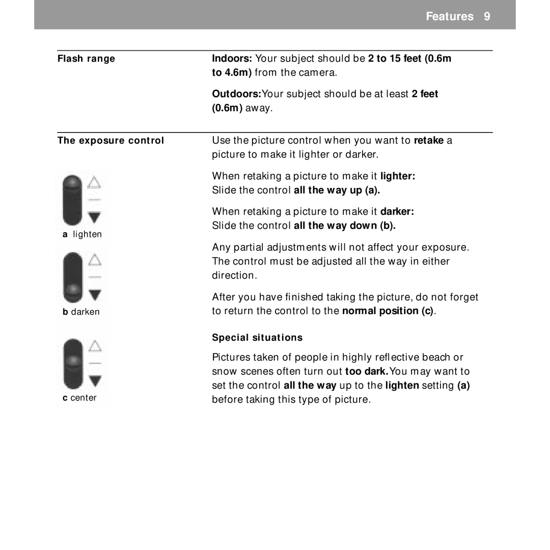 Polaroid Spectra 2 manual Indoors Your subject should be 2 to 15 feet 0.6m, To 4.6m from the camera, 6m away 