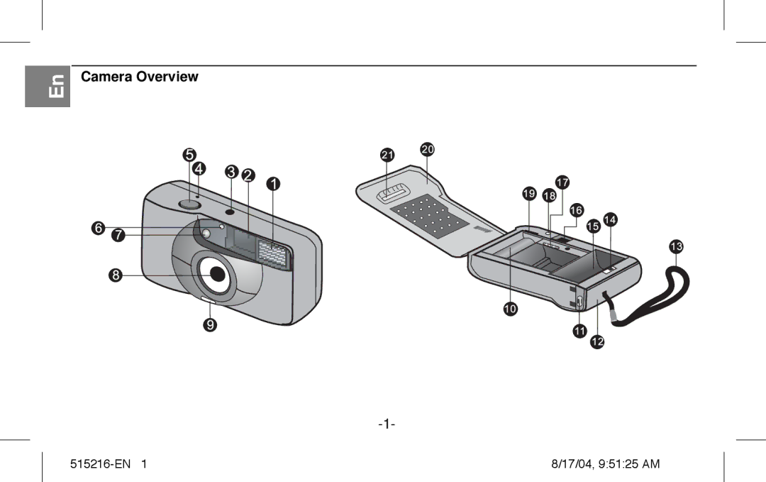 Polaroid Splash II instruction manual Camera Overview 