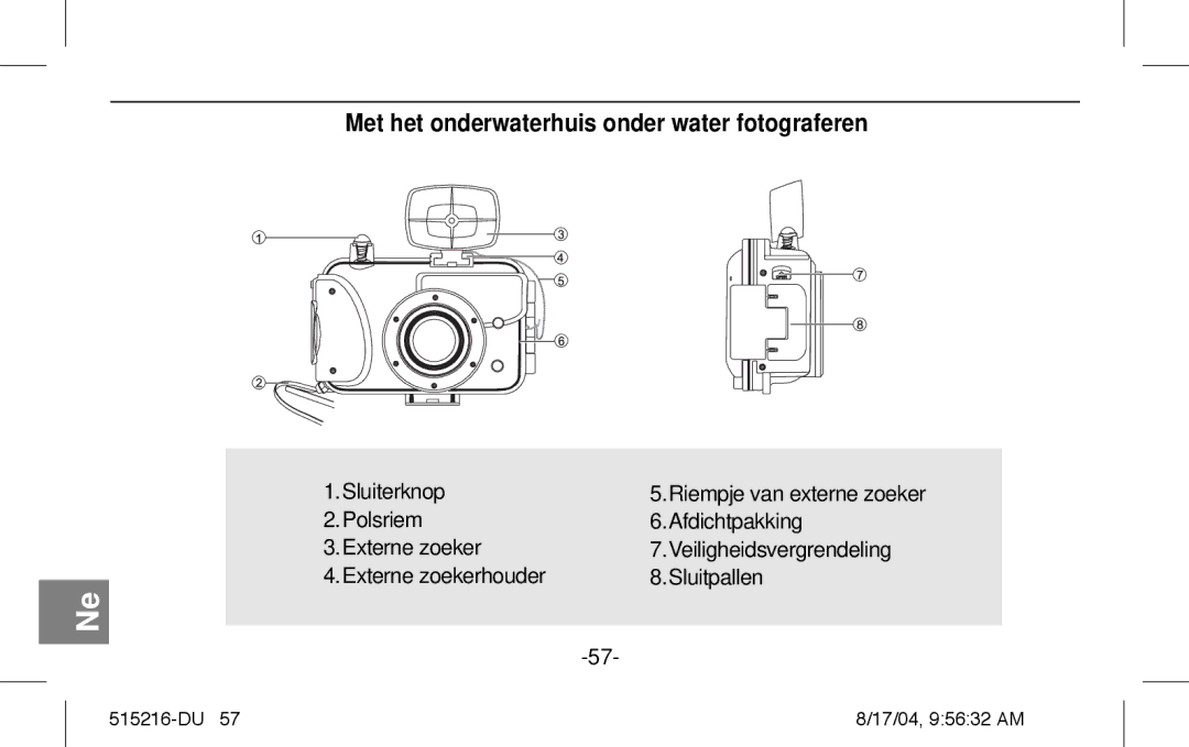 Polaroid Splash II instruction manual Met het onderwaterhuis onder water fotograferen 