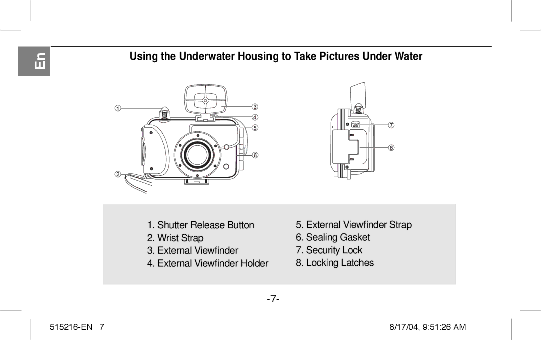 Polaroid Splash II instruction manual Using the Underwater Housing to Take Pictures Under Water 