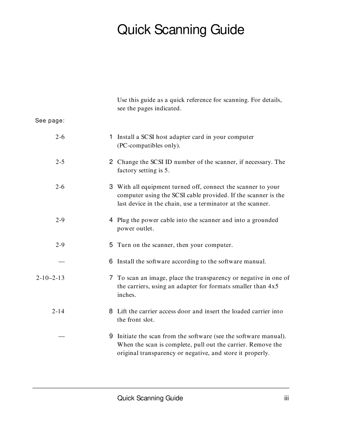 Polaroid SprintScan 45 manual Quick Scanning Guide 