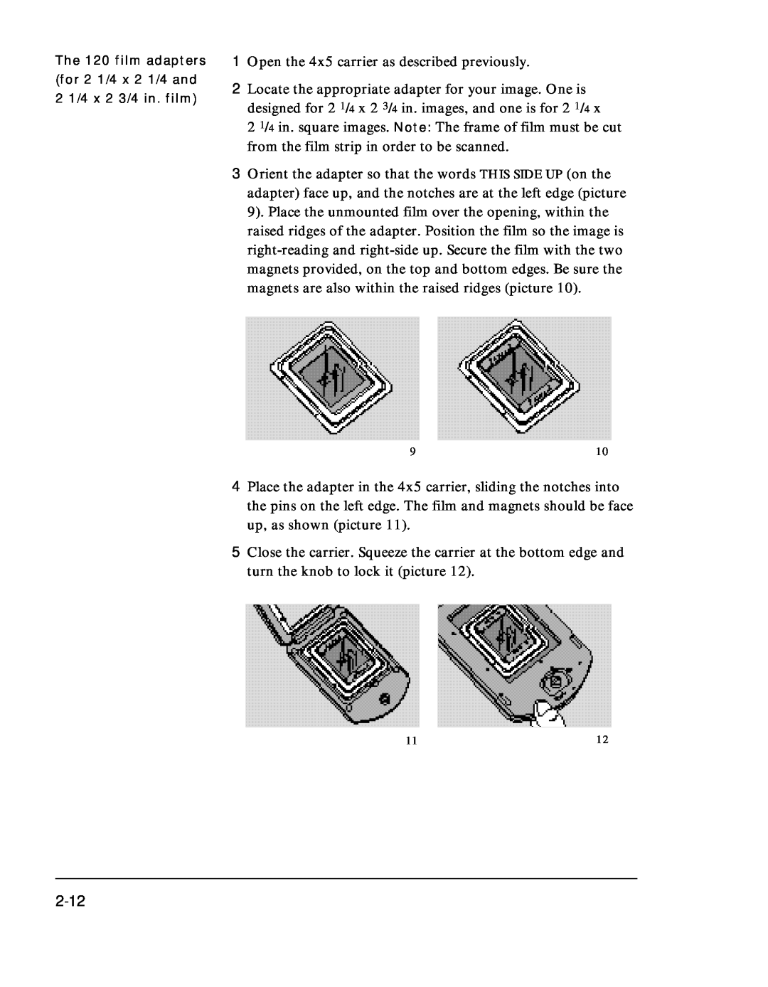Polaroid SprintScan 45 manual Open the 4x5 carrier as described previously 