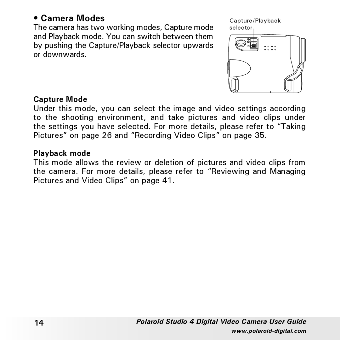 Polaroid Studio 4 manual Camera Modes, Capture Mode 