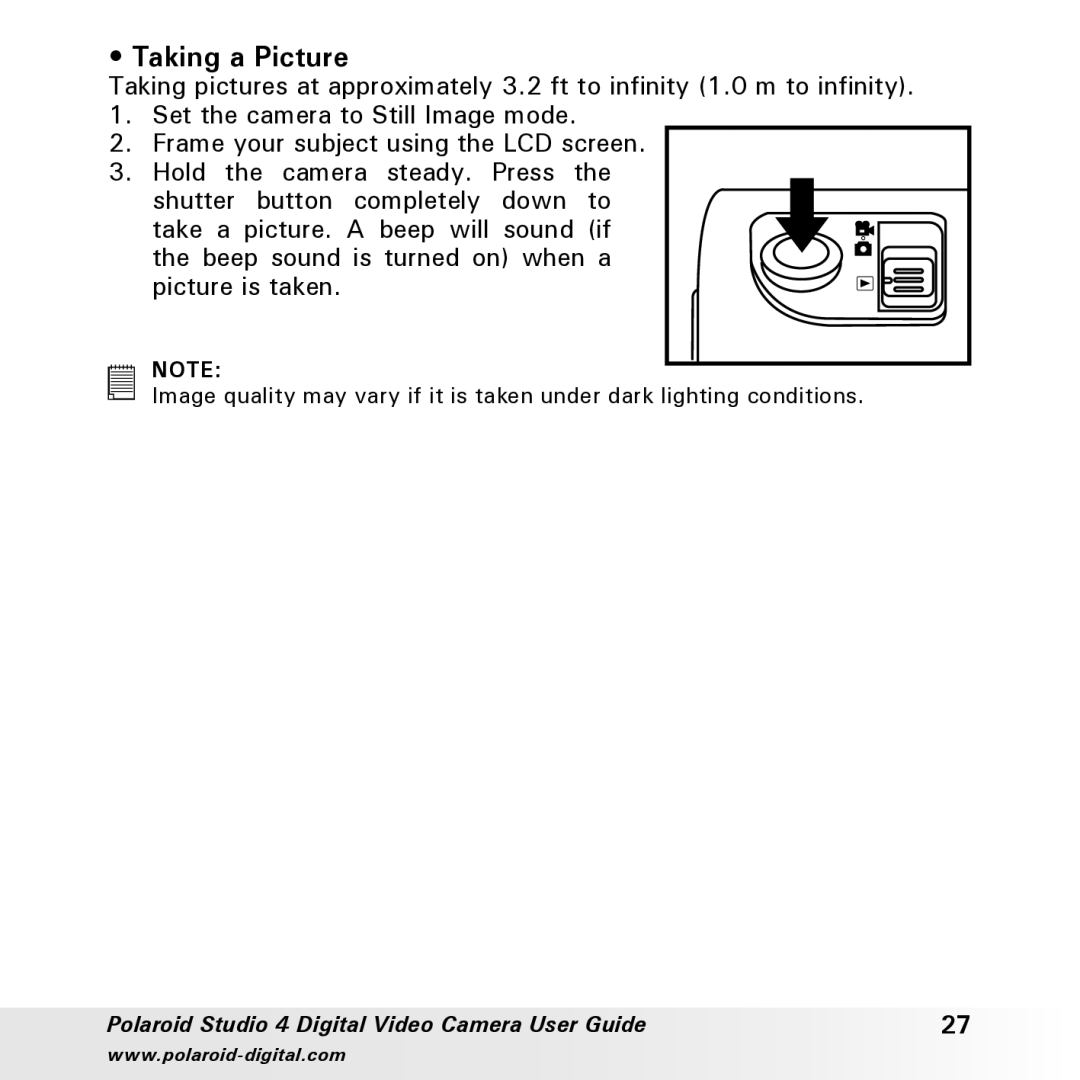 Polaroid Studio 4 manual Taking a Picture 