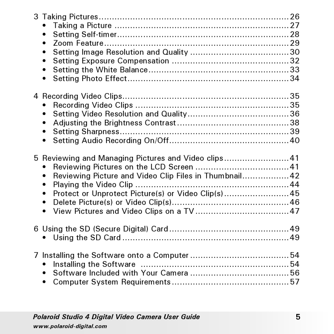 Polaroid manual Polaroid Studio 4 Digital Video Camera User Guide 