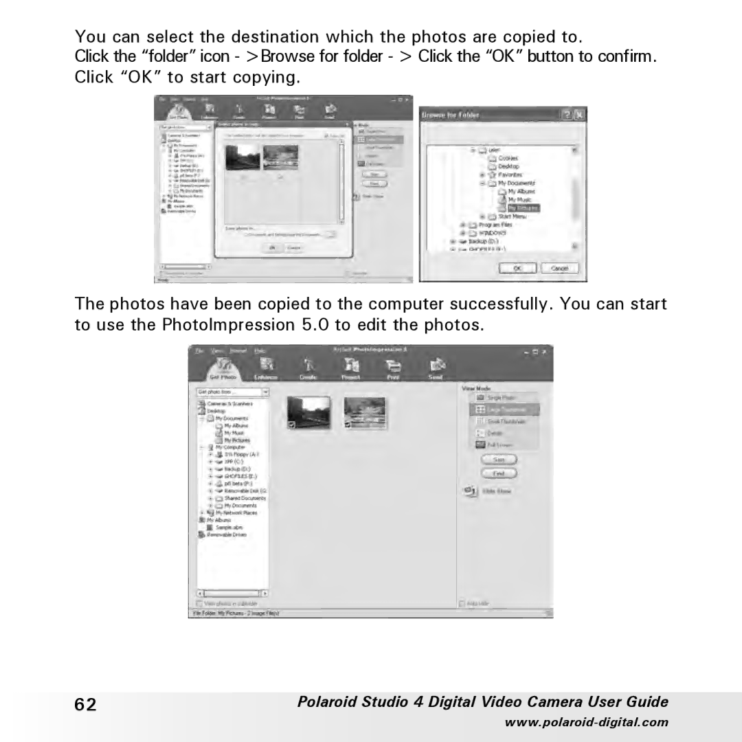 Polaroid manual Polaroid Studio 4 Digital Video Camera User Guide 