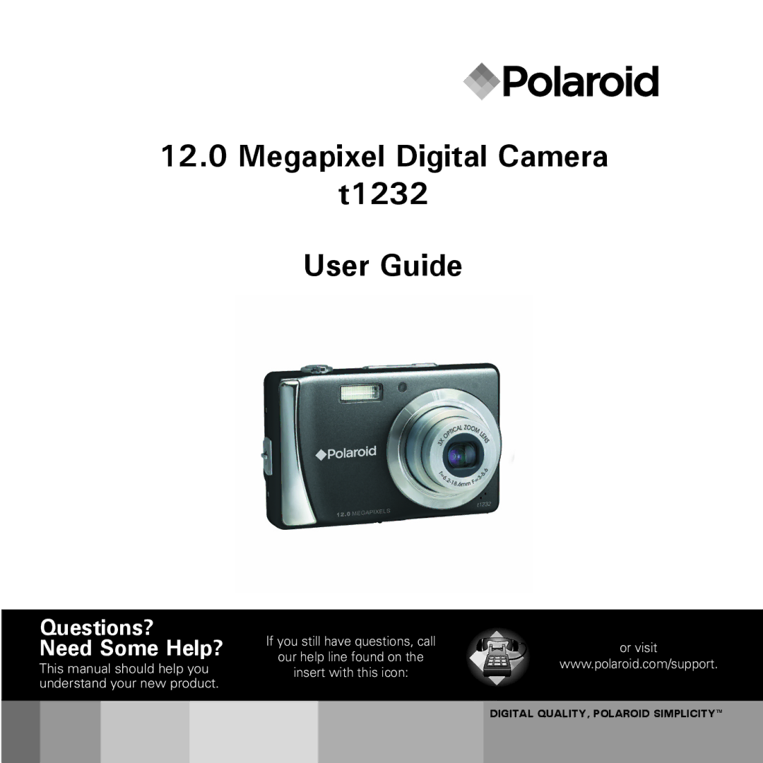 Polaroid manual Megapixel Digital Camera t1232 User Guide 