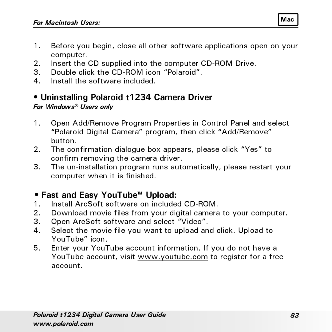 Polaroid user manual Uninstalling Polaroid t1234 Camera Driver, Fast and Easy YouTube Upload 