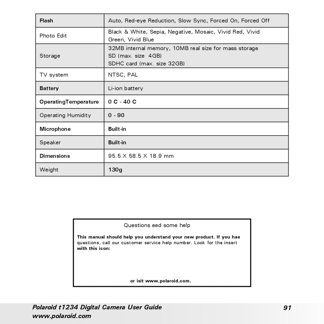 Polaroid t1234 user manual Ntsc, Pal, Questions? Need some help? 