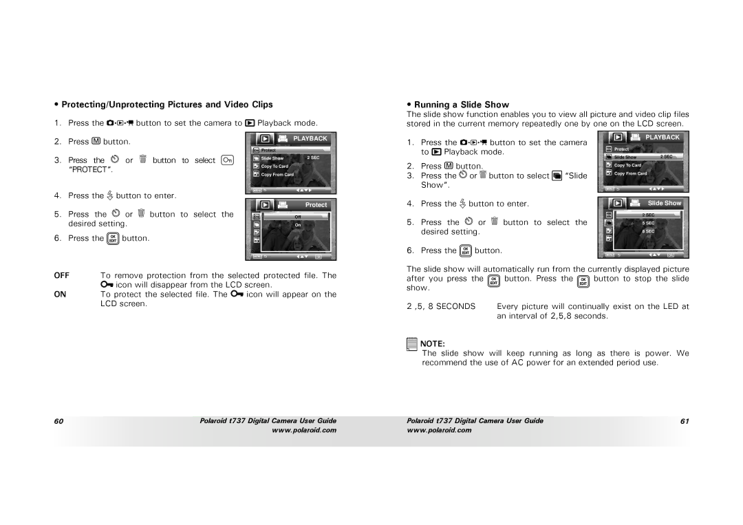 Polaroid T737 manual Protect 