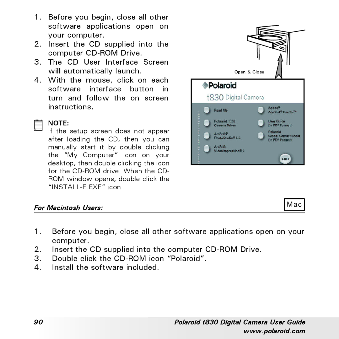 Polaroid t830 manual Mac 