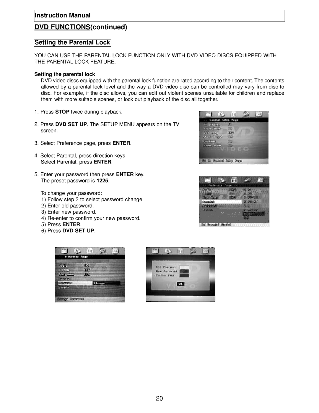 Polaroid TBX-2000AF instruction manual Setting the Parental Lock, Setting the parental lock, Press DVD SET UP 