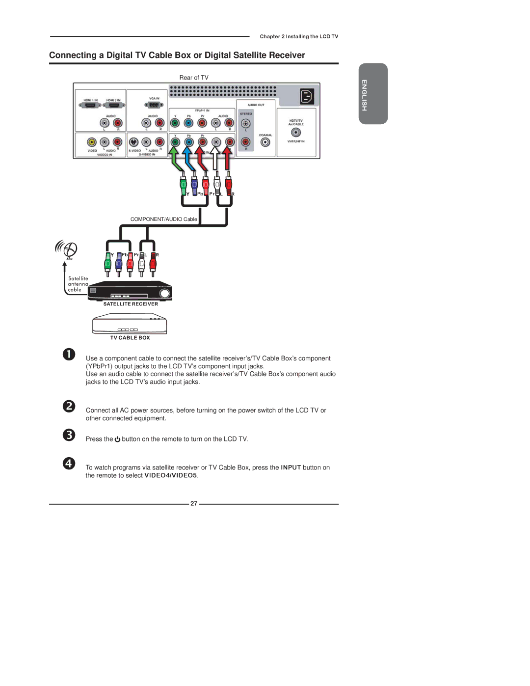 Polaroid TDX-02610B manual COMPONENT/AUDIO Cable 