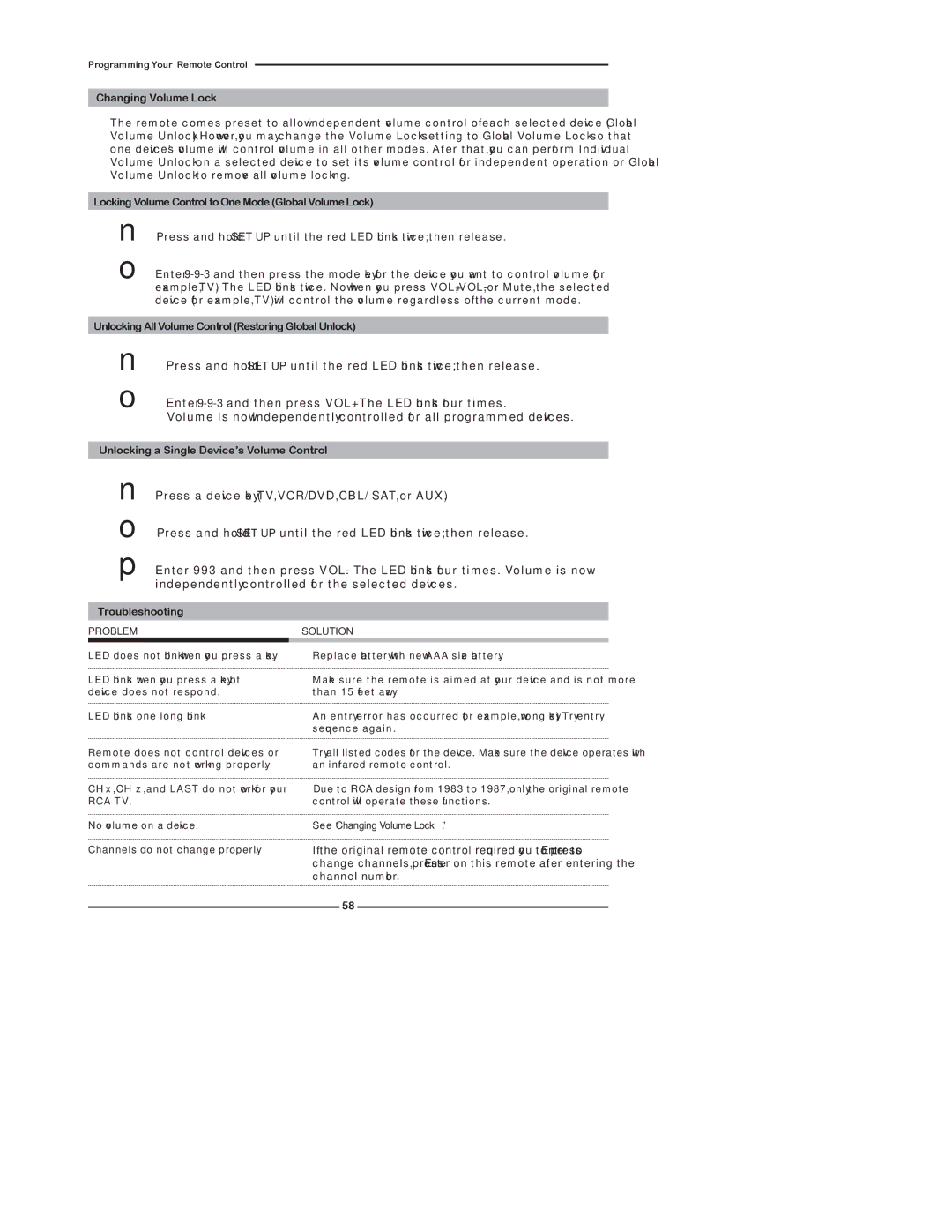 Polaroid TDX-02610B manual Problem Solution 