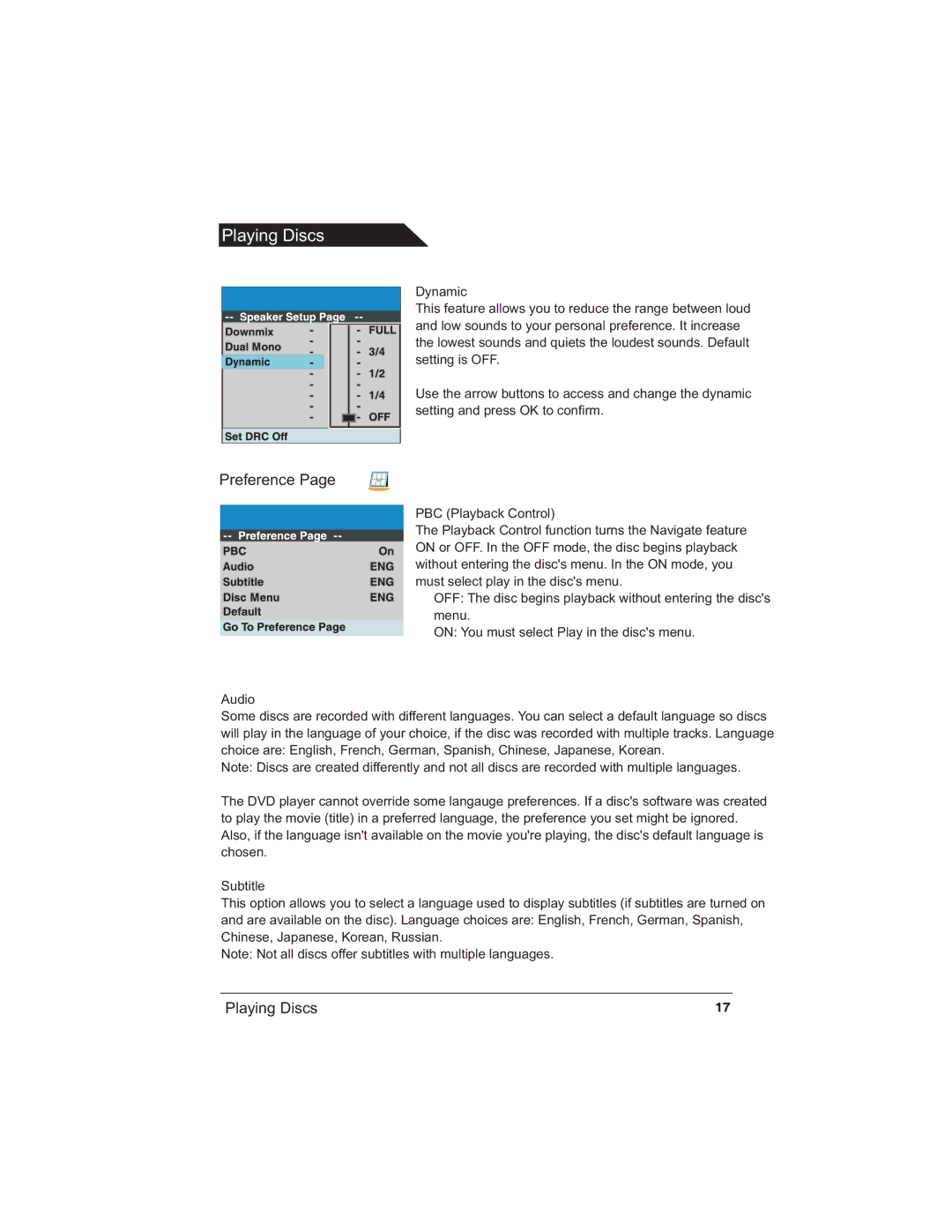 Polaroid TDX-142 manual Preference 