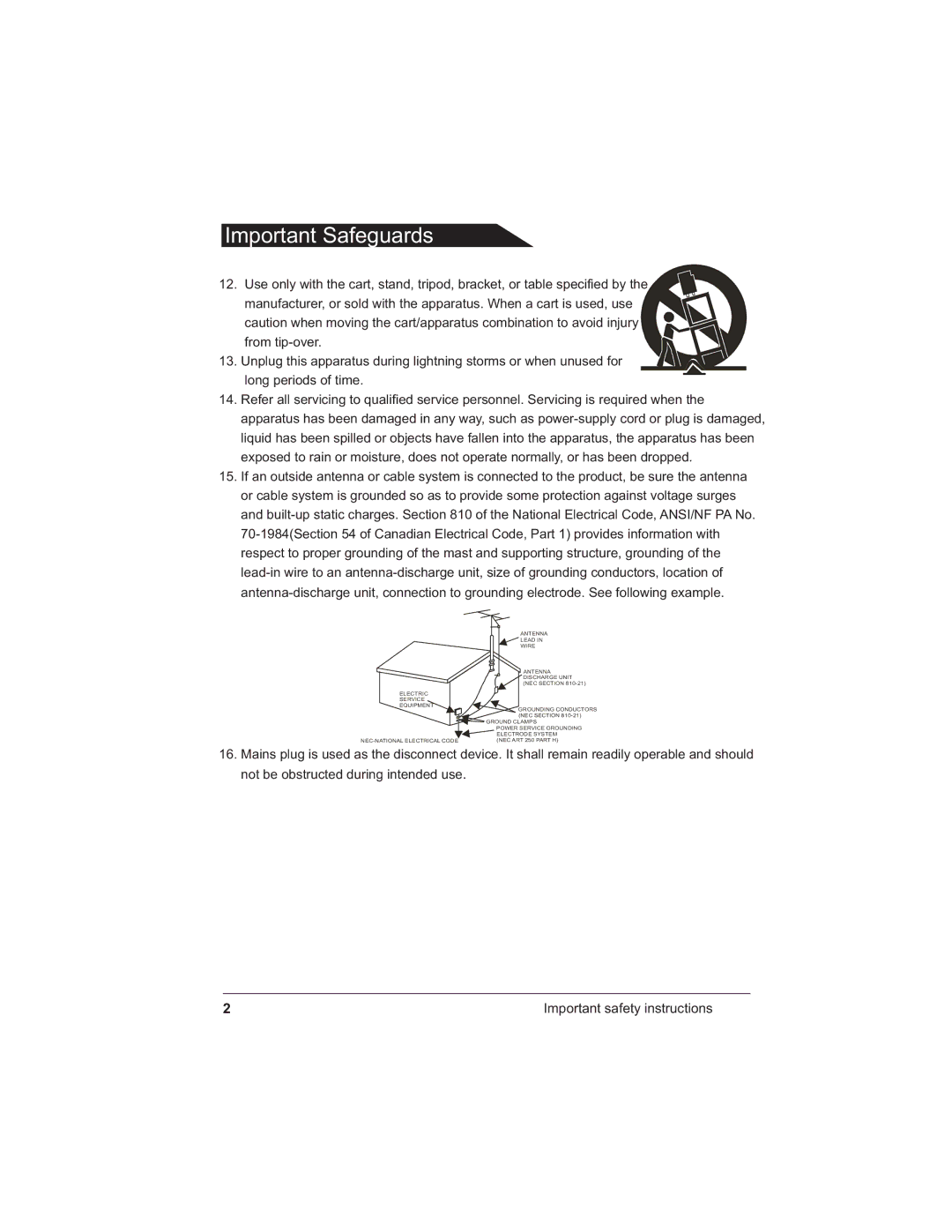 Polaroid TDX-142 manual Important Safeguards 