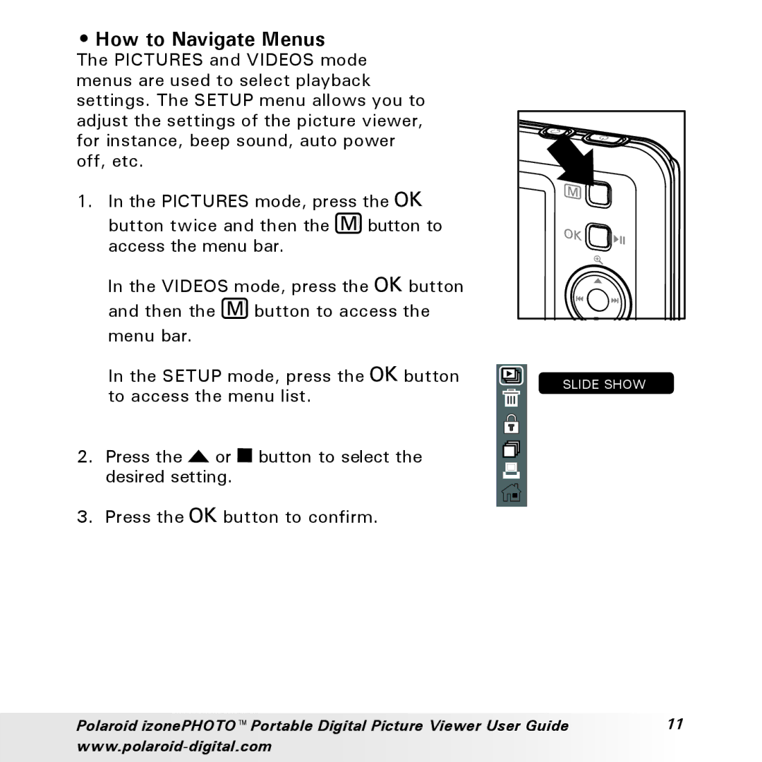 Polaroid User Guide manual How to Navigate Menus 