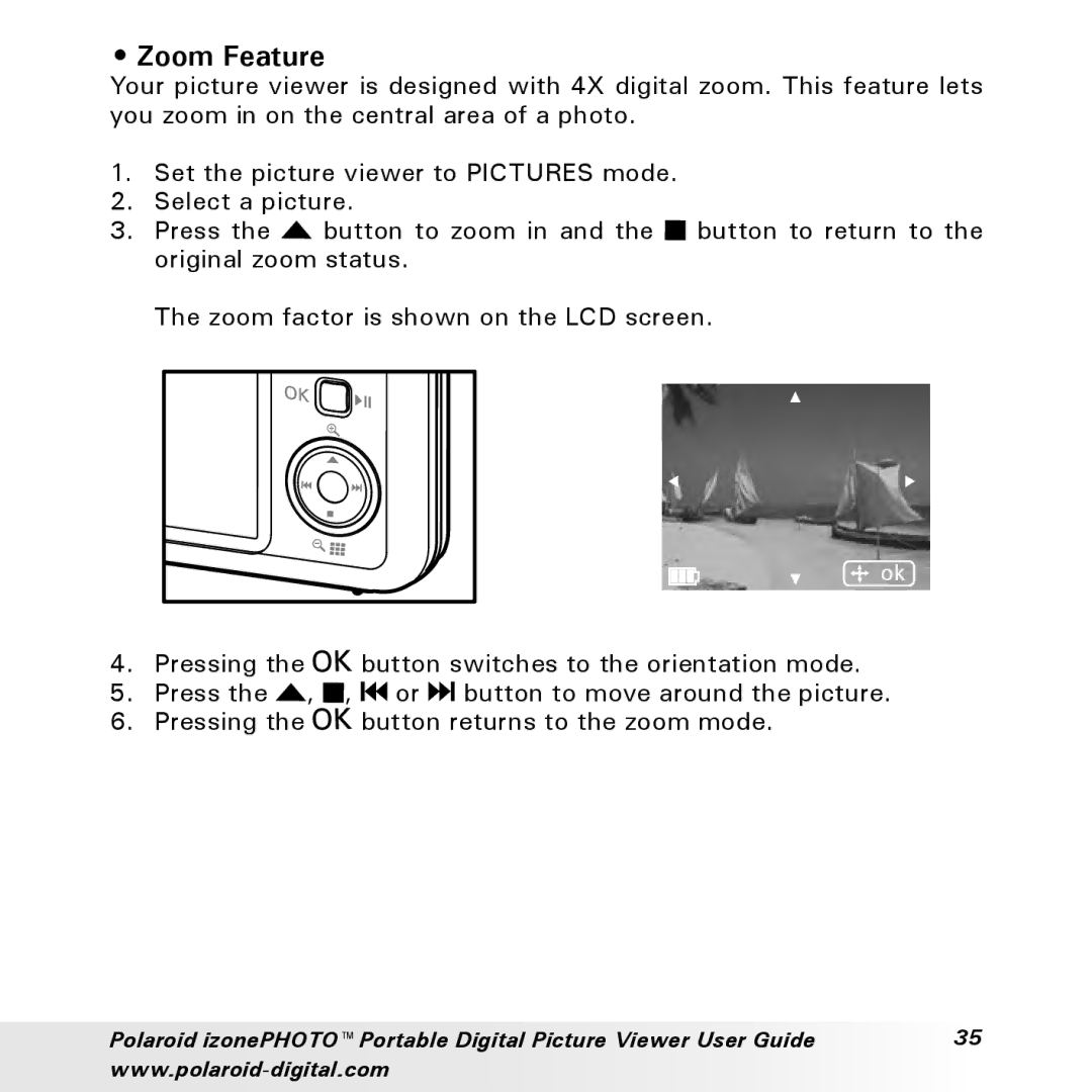 Polaroid User Guide manual Zoom Feature 