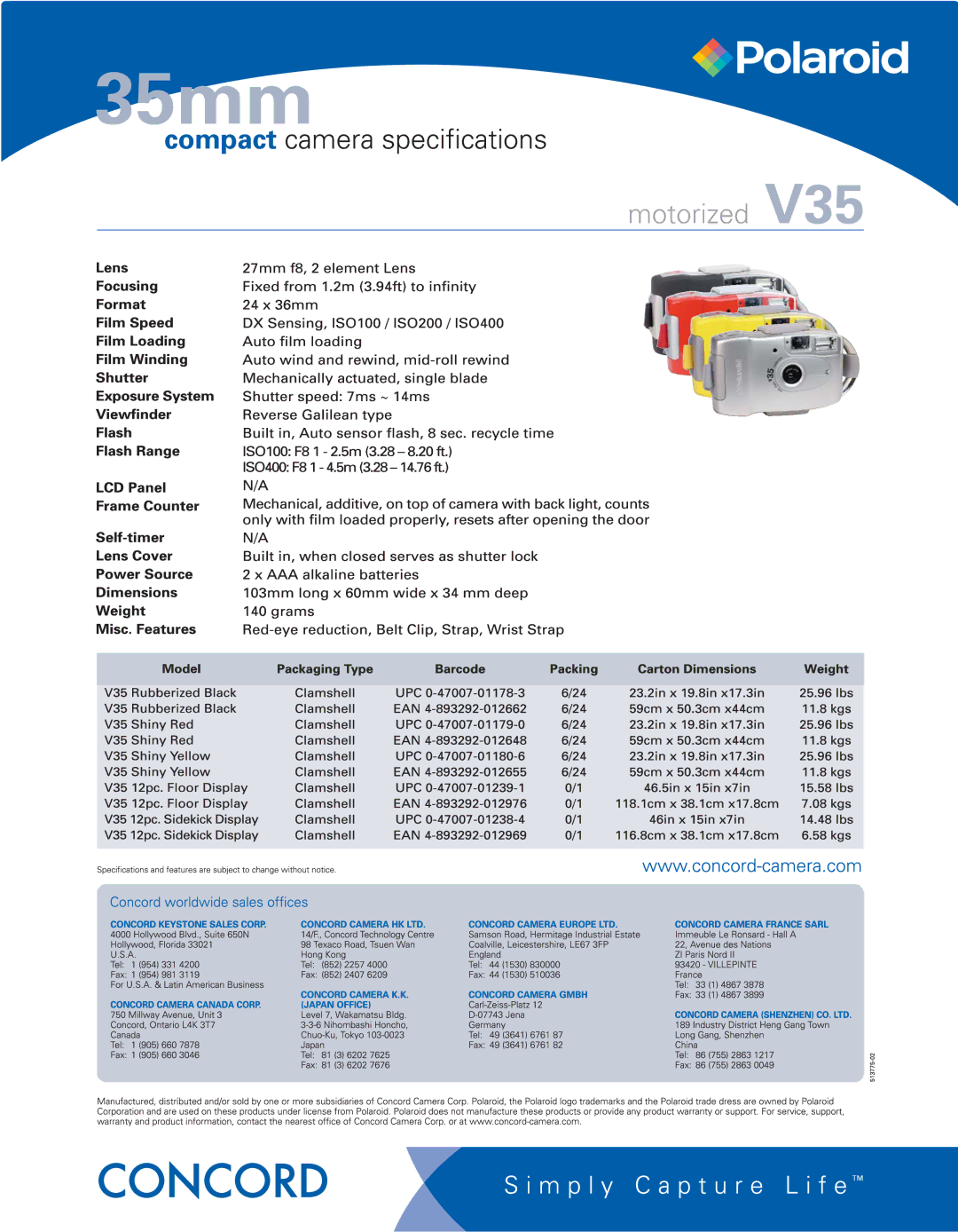 Polaroid V35 manual 