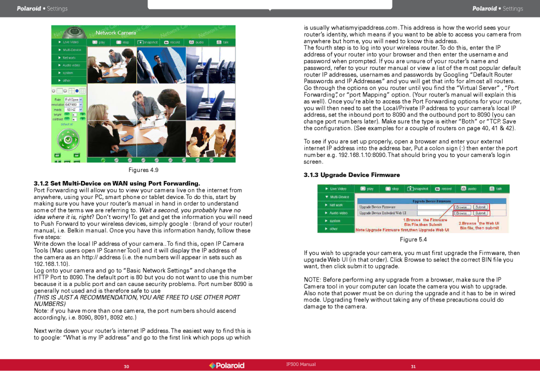 Polaroid IP300, Wireless Surveillance Camera Set Multi-Device on WAN using Port Forwarding, Upgrade Device Firmware 