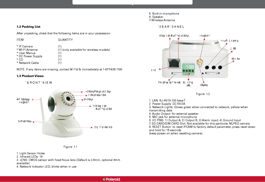 Polaroid Wireless Surveillance Camera, IP300 user manual Packing List, Product Views 