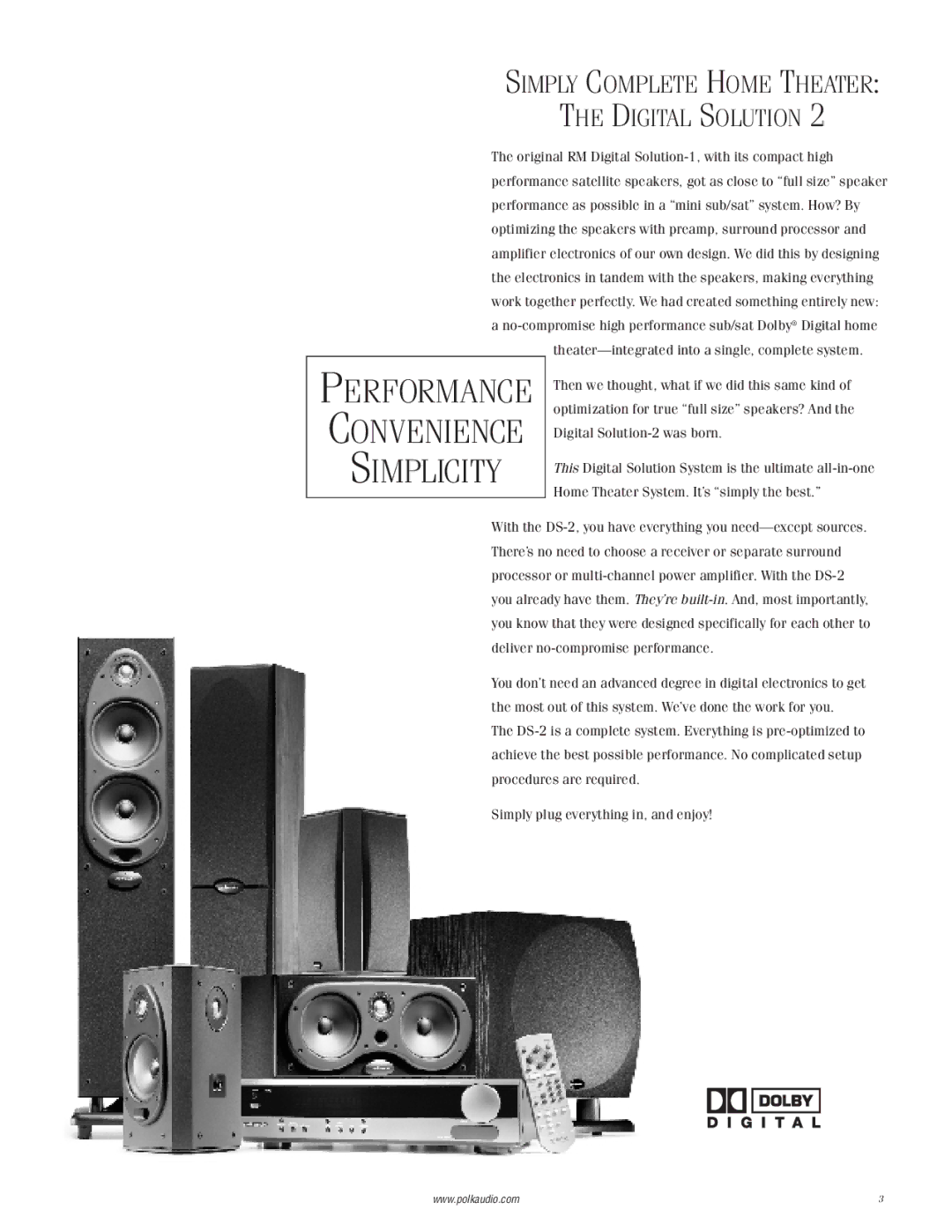 Polk Audio 2 instruction manual Simplicity 