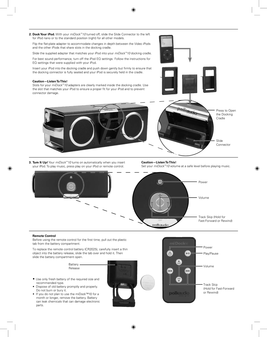 Polk Audio 40-1493 manual Remote Control 