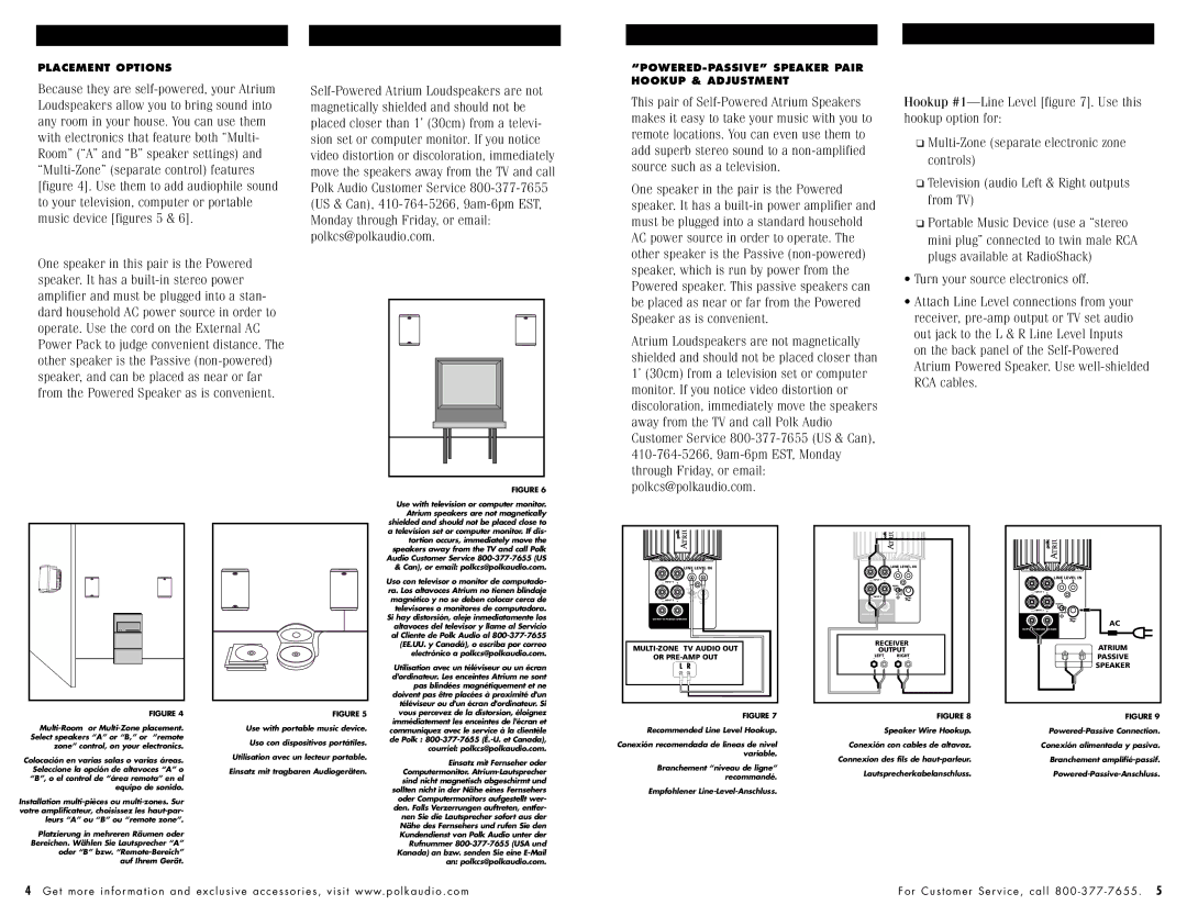 Polk Audio 45p owner manual Polkcs@polkaudio.com 