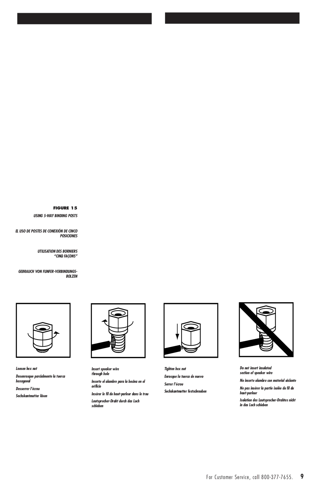 Polk Audio ATRIUM50BK owner manual Loosen hex nut, Desserrer l’écrou Sechskantmutter lösen 