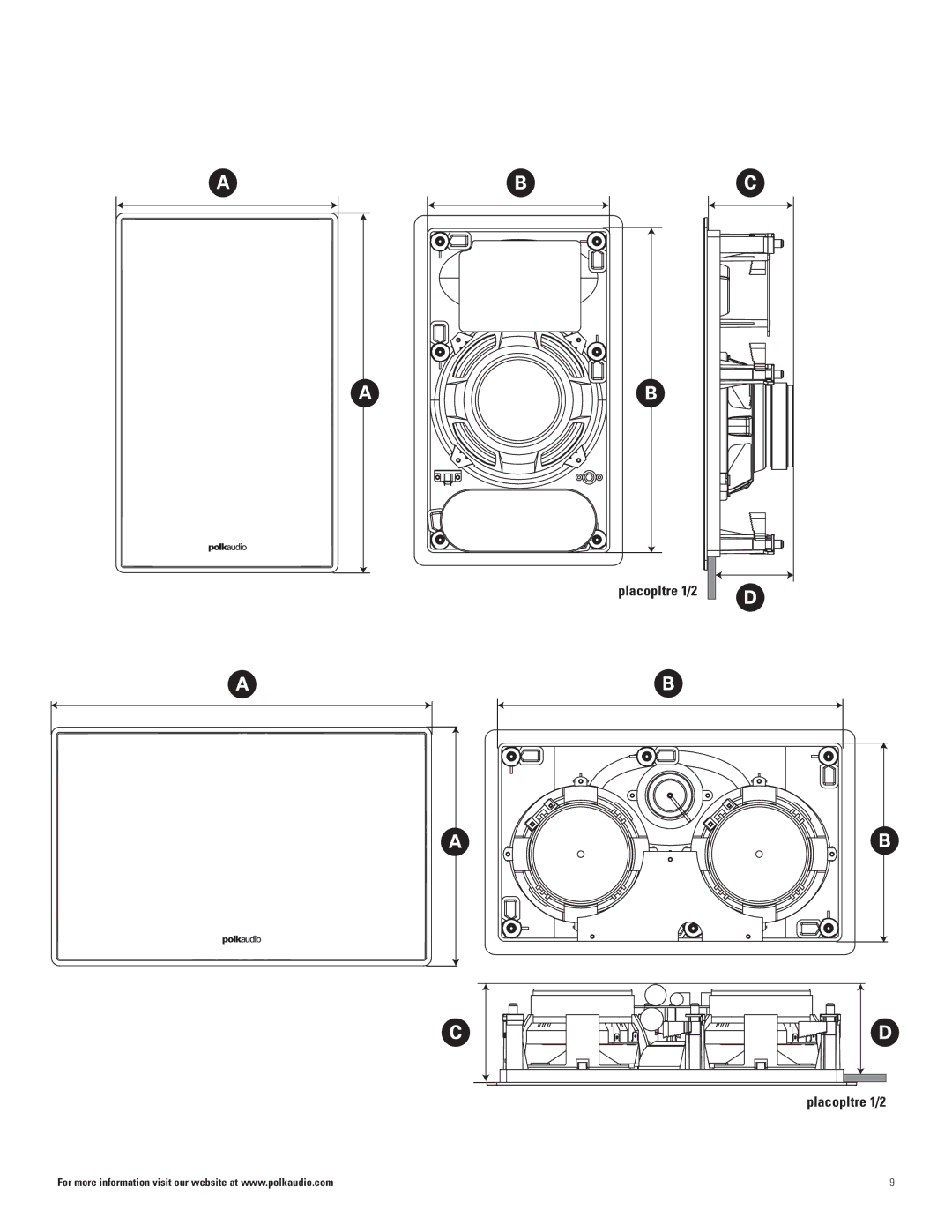 Polk Audio 65F/X -RT, 65F/X -LS, 625-RT, 265-LS, 265-RT, 255C-RT, 255C-LS manual Placoplâtre 1/2 