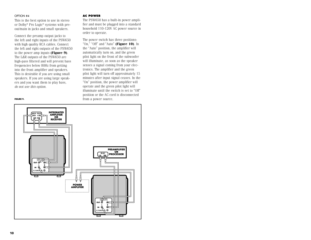 Polk Audio 650 instruction manual AC Power 