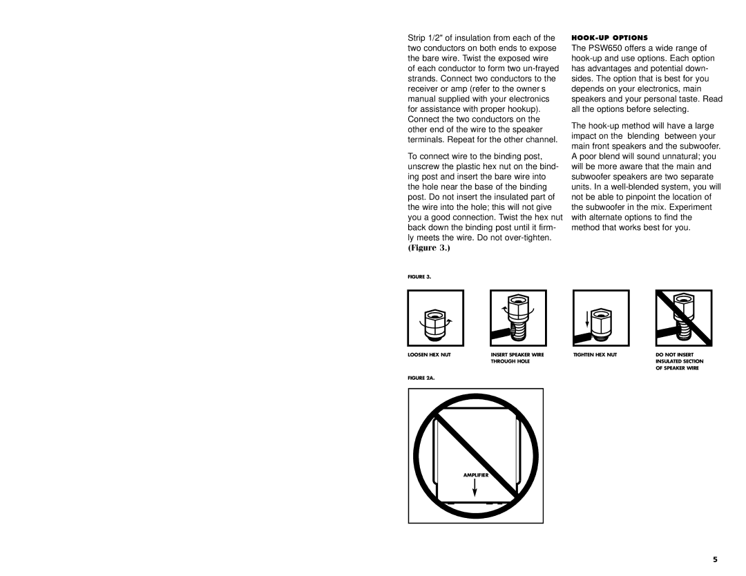 Polk Audio 650 instruction manual HOOK-UP Options 