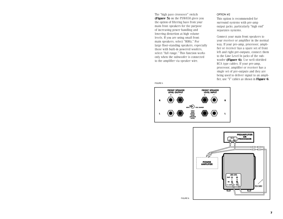 Polk Audio 650 instruction manual Option #2 