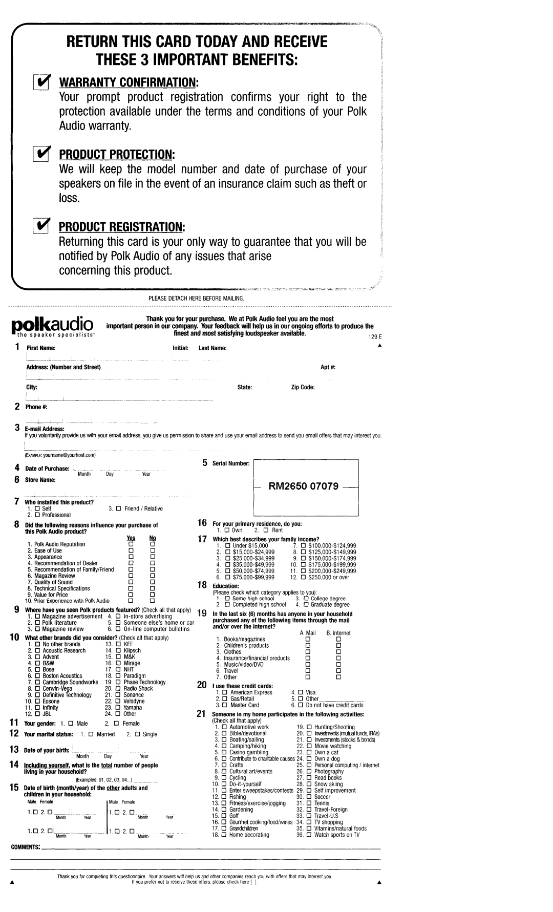 Polk Audio 6700 owner manual 