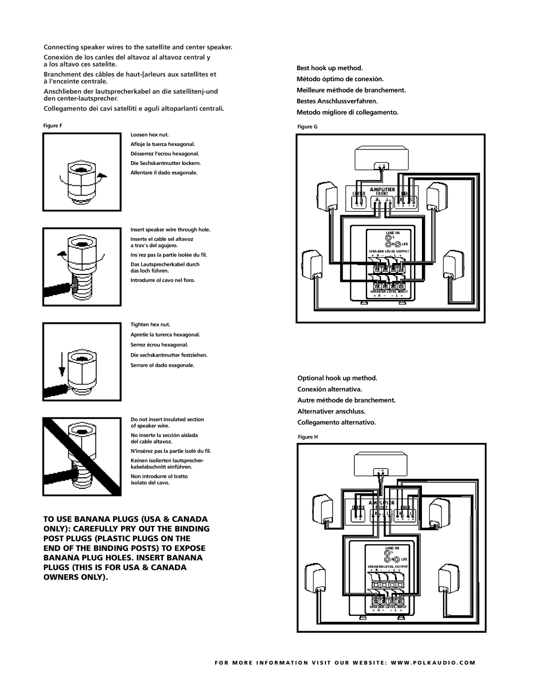 Polk Audio 6700 owner manual Optional hook up method Conexión alternativa 