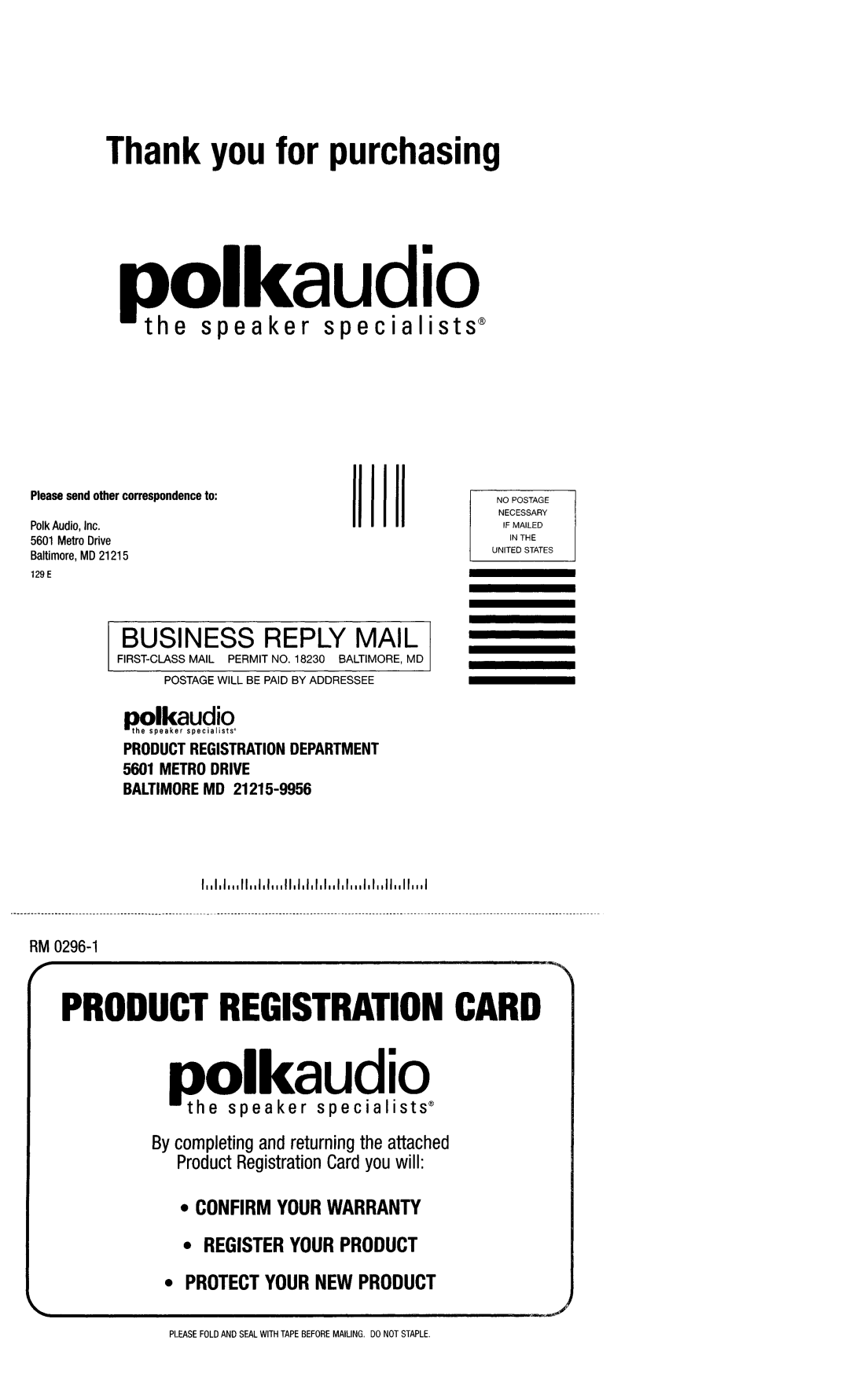 Polk Audio 6700 owner manual 
